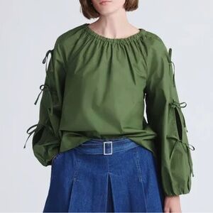 Tie Sleeve Blouse Olive Green Free Assembly XXL 20 NEW